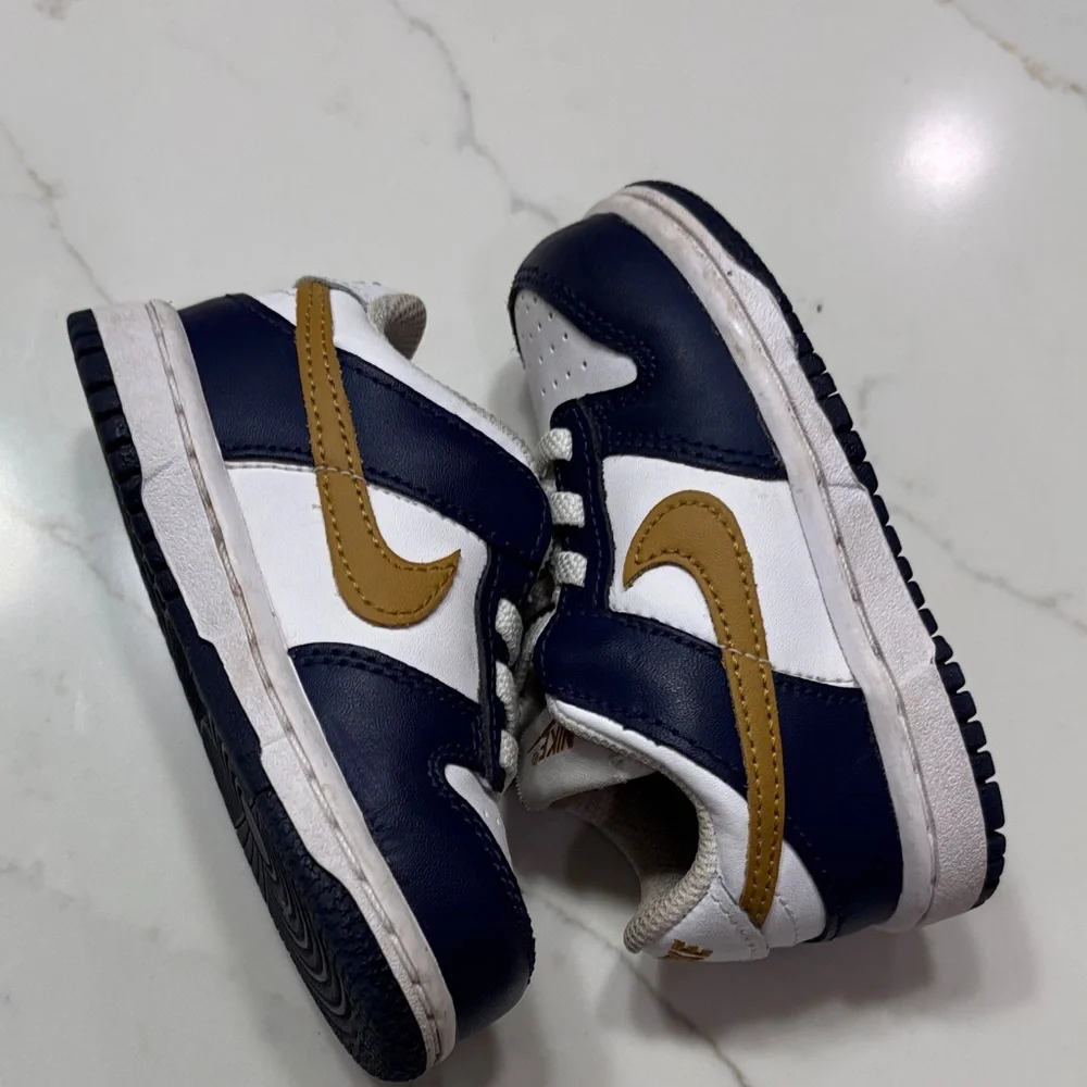Nike Kids Dunk Low Sneaker - Navy, White & Gold